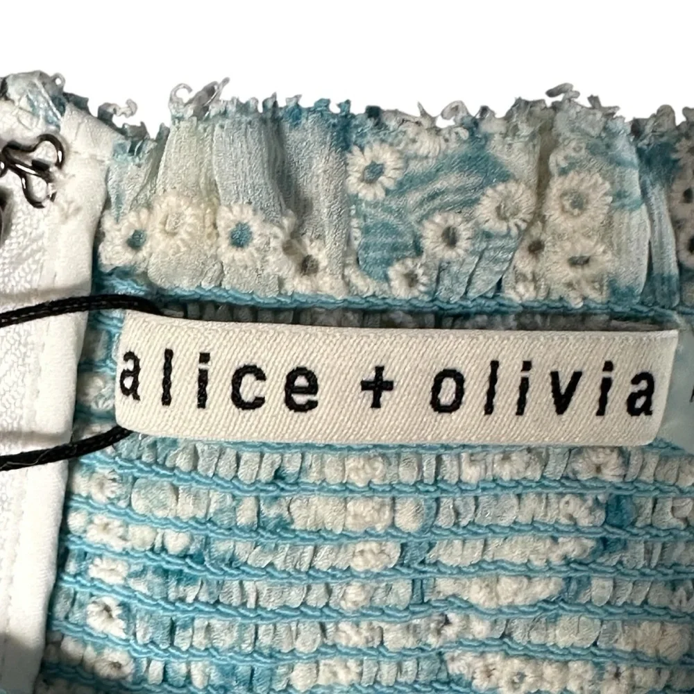 Alice + Olivia Jocelyn Smocked Ruffle Mini Dress. Sz: 14
